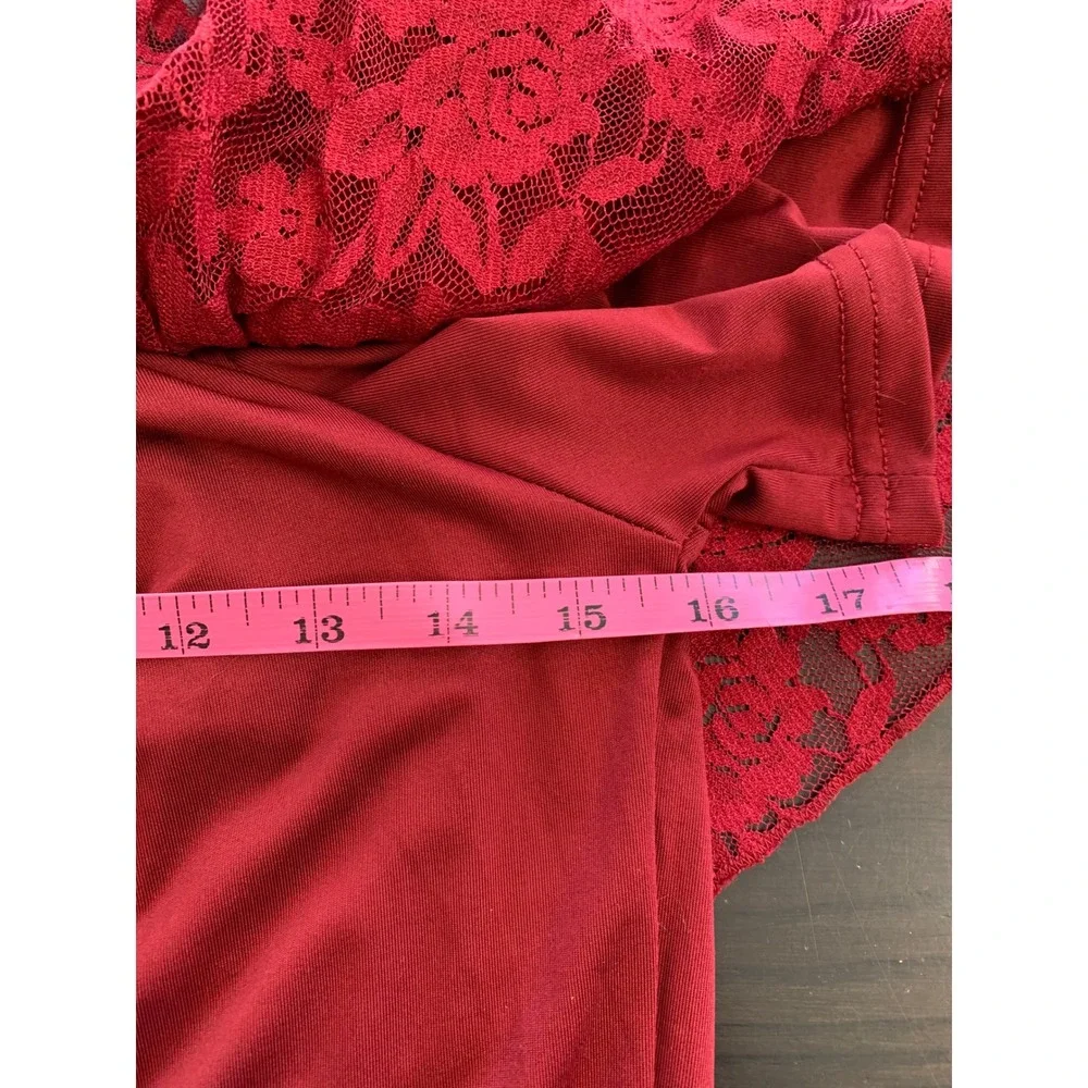 Burgundy Lace Off-Shoulder Maxi‎ Dress Romantic Vampire Whimsigoth Soft Goth M